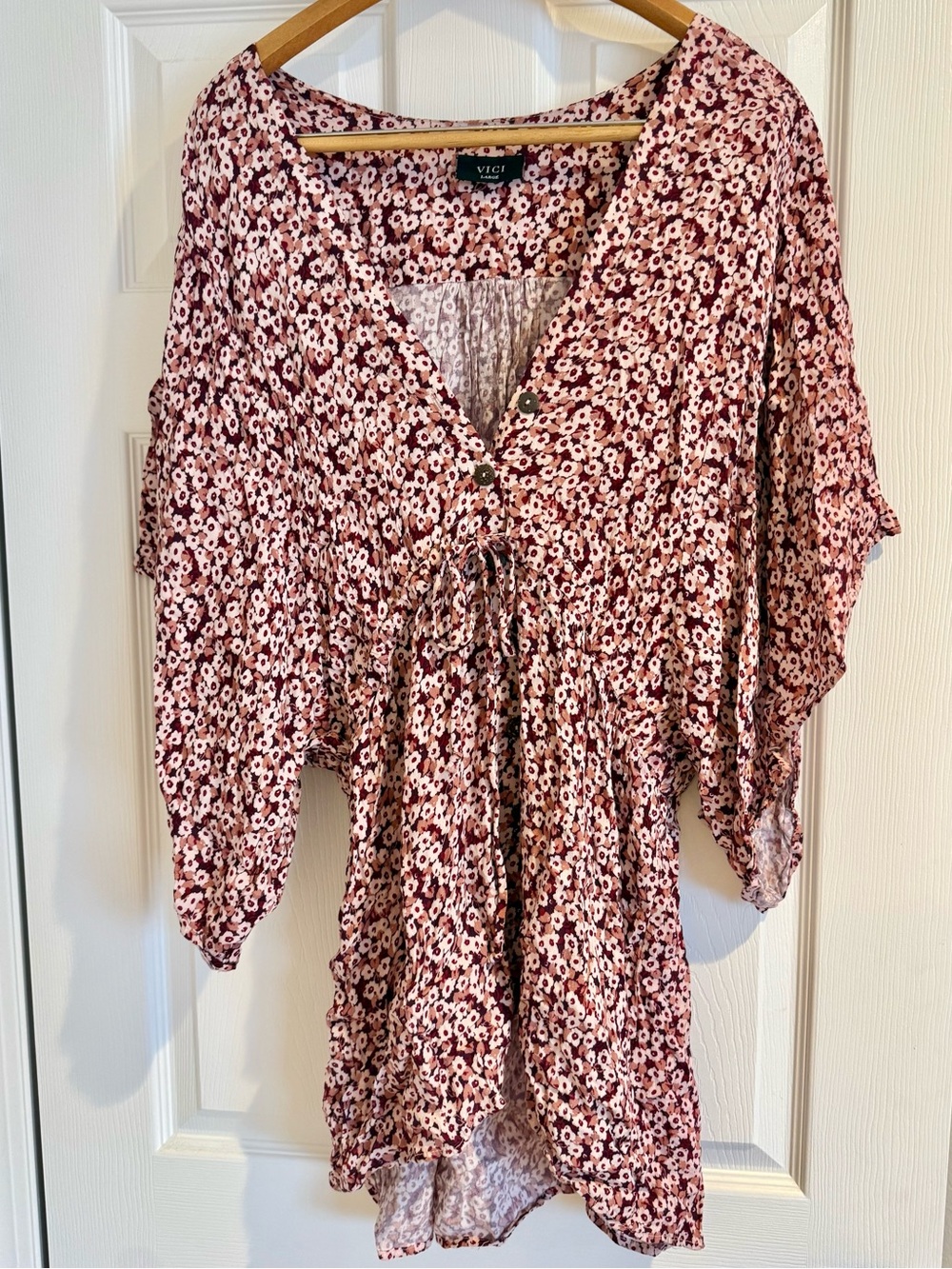 VICI Tunic Dress Floral Flowy Pink Button Down